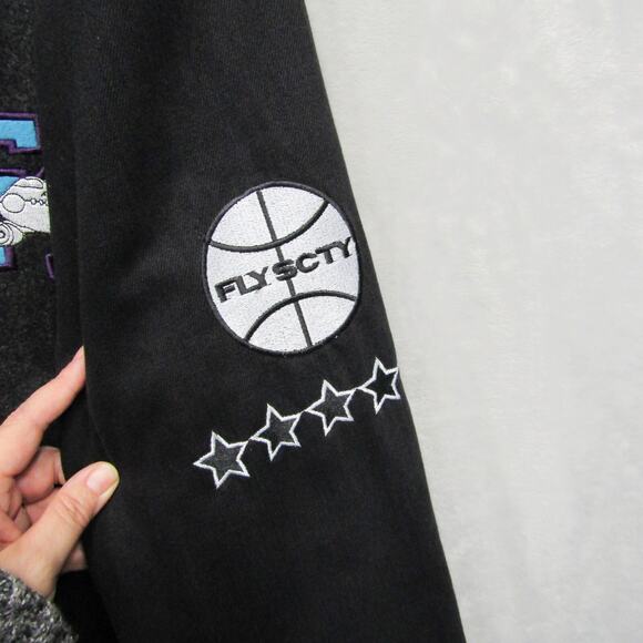 Fly Society Jacket Mens XL Letterman Embroidered Aviator Wool Blend Button Up - Picture 6 of 13